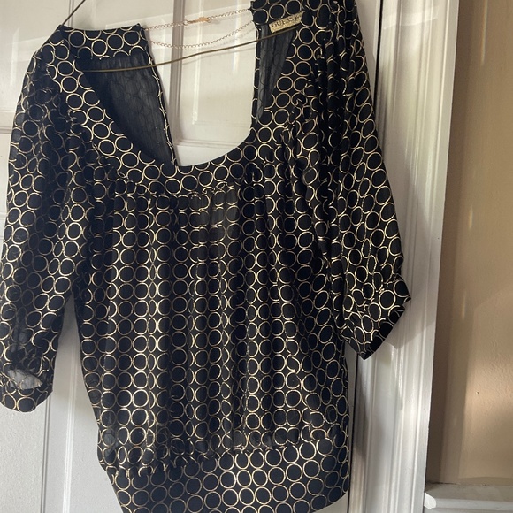 GUESS JEANS TOP OPEN BACK  XS gold and black - Picture 1 of 3